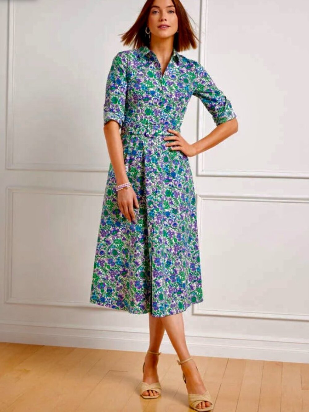 Talbots Floral Sz 14 Midi Dress - Sz 14